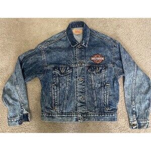 Vintage Levis Jean Jacket Men S 70508-0227 Acid Wash Denim Trucker Harley